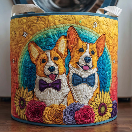 Corgi Duo Quilted Laundry Basket GFTOQM2024