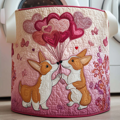 Balloon Corgis Quilted Laundry Basket GFTOQM2028