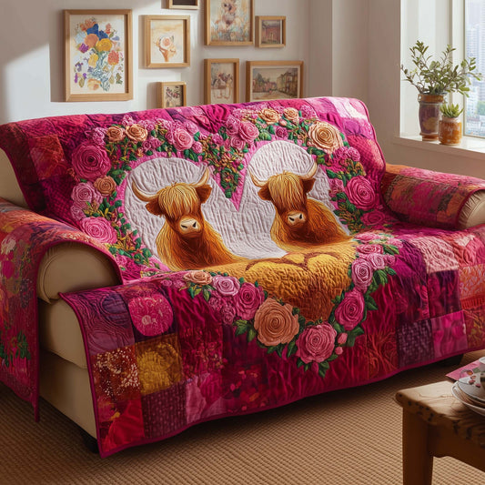 Rose Cows Quilted Sofa Cover GFTOQM2032