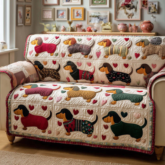 Cozy Hearts Quilted Sofa Cover GFTOQM2036