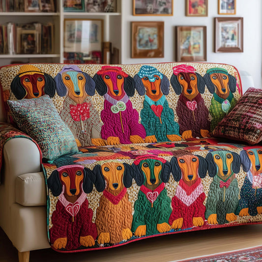 Candy Dachshund Quilted Sofa Cover GFTOQM2038