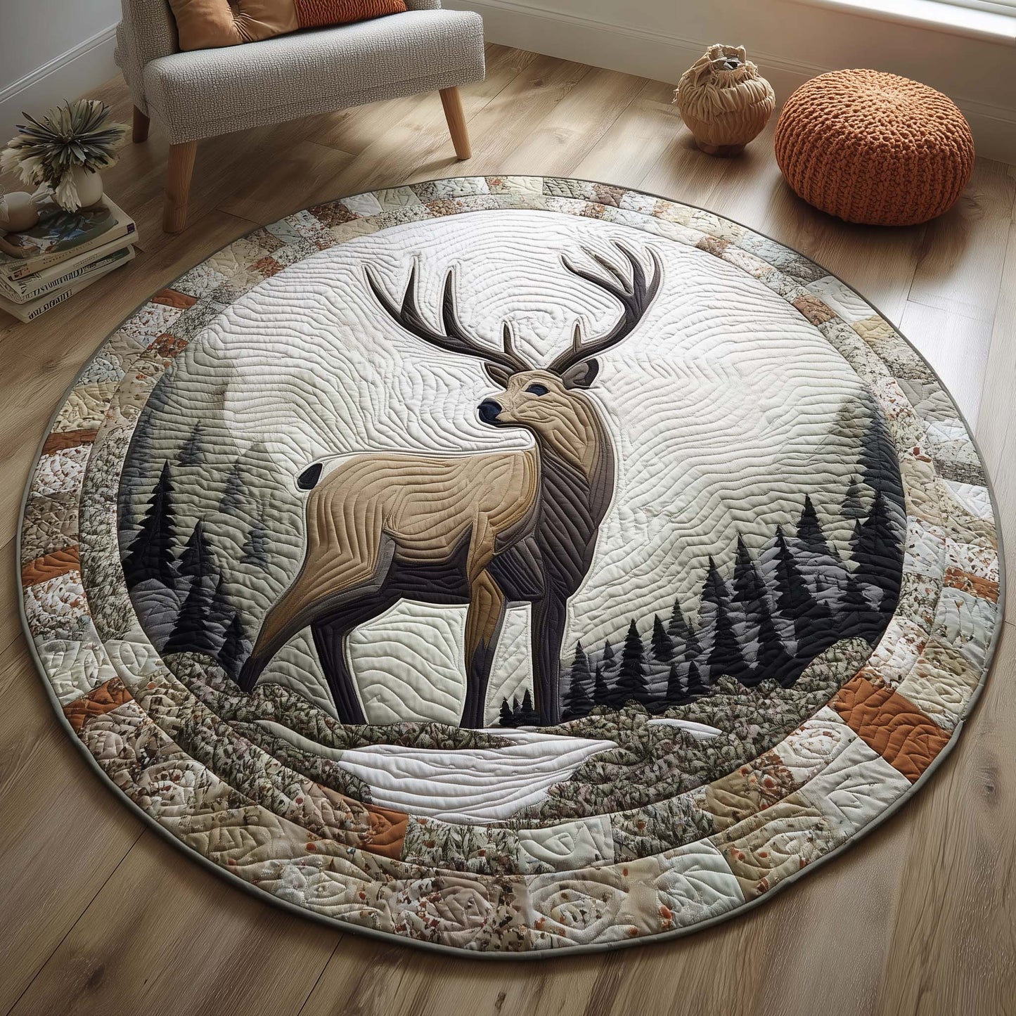 Silent Stag Quilted Round Mat GFTOQM2055