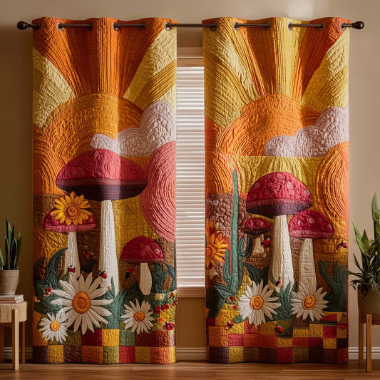 Golden Shrooms Quilted Curtains GFTOQM2059