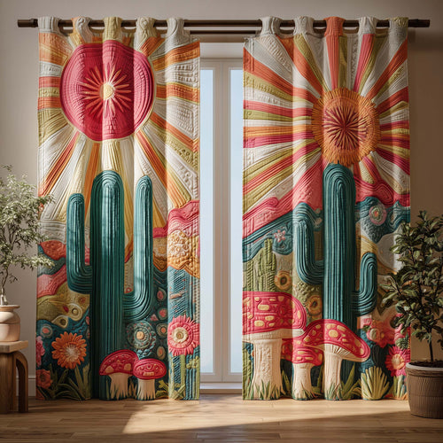 Mushroom Cactus Quilted Curtains GFTOQM2060