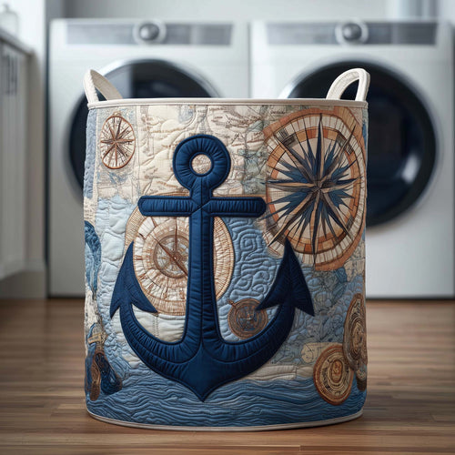 Compass Anchor Quilted Laundry Basket GFTOQM2067