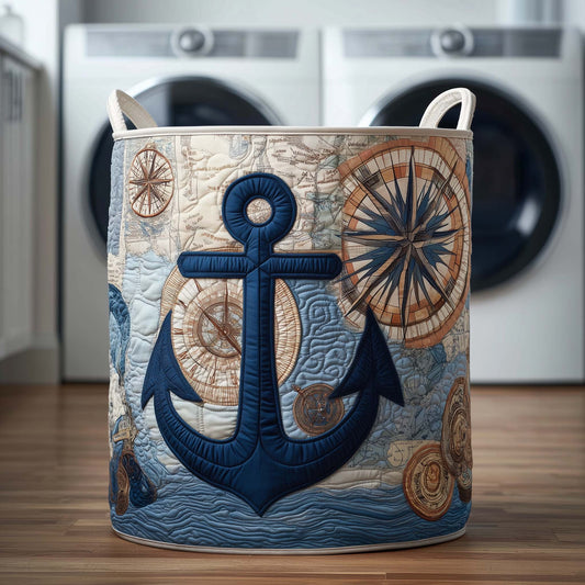 Compass Anchor Quilted Laundry Basket GFTOQM2067
