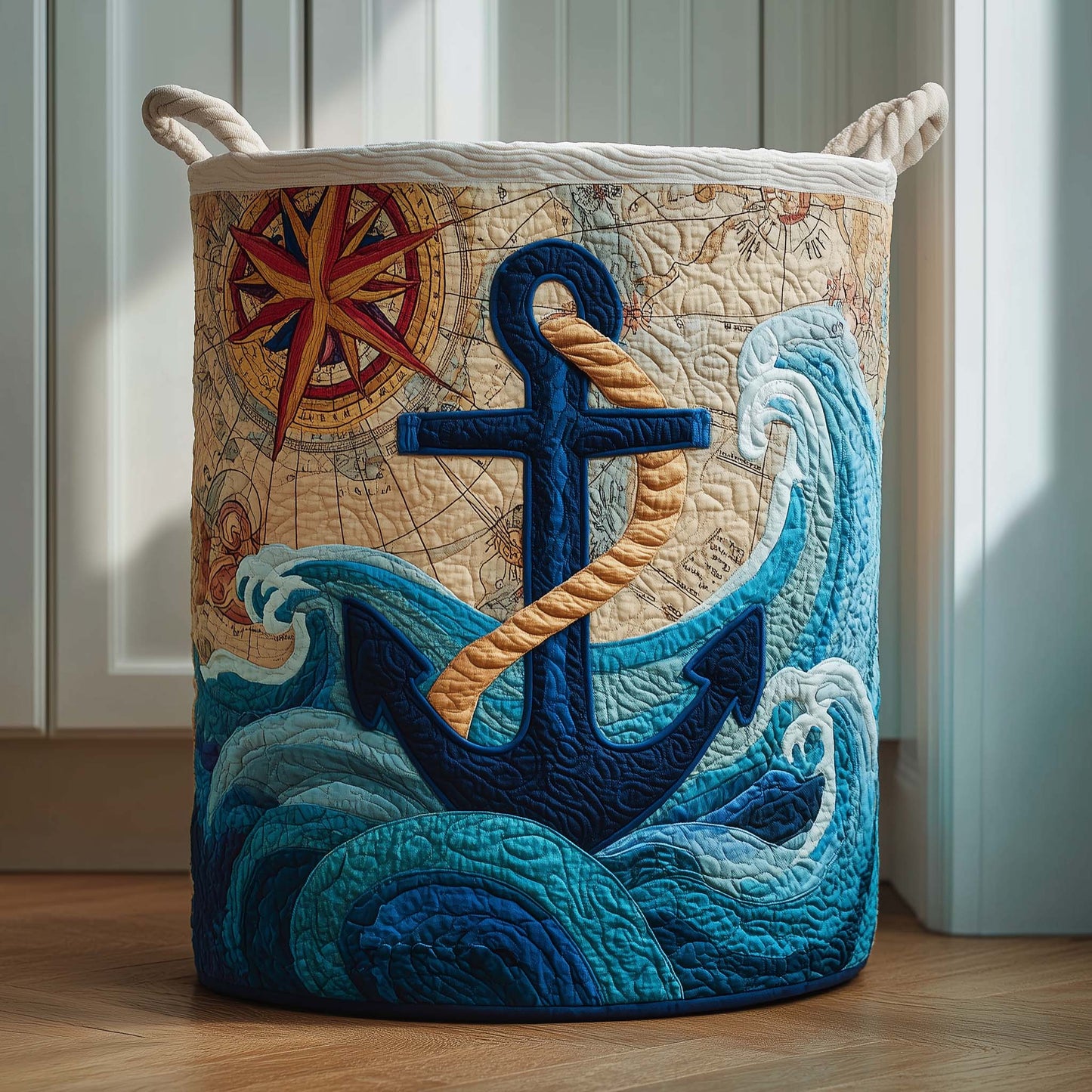 Ocean Anchor Quilted Laundry Basket GFTOQM2068