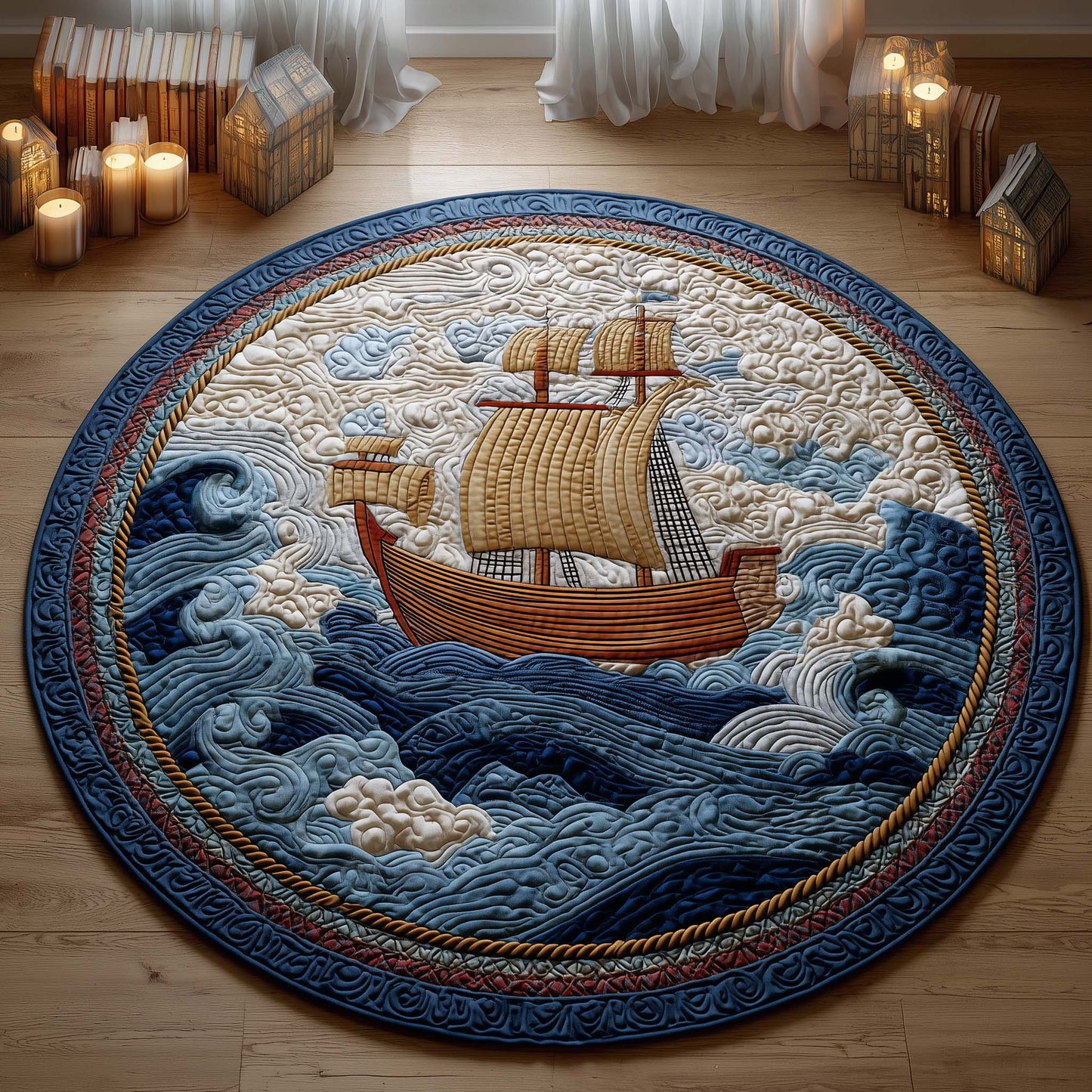 Sailing Crest Quilted Round Mat GFTOQM2088