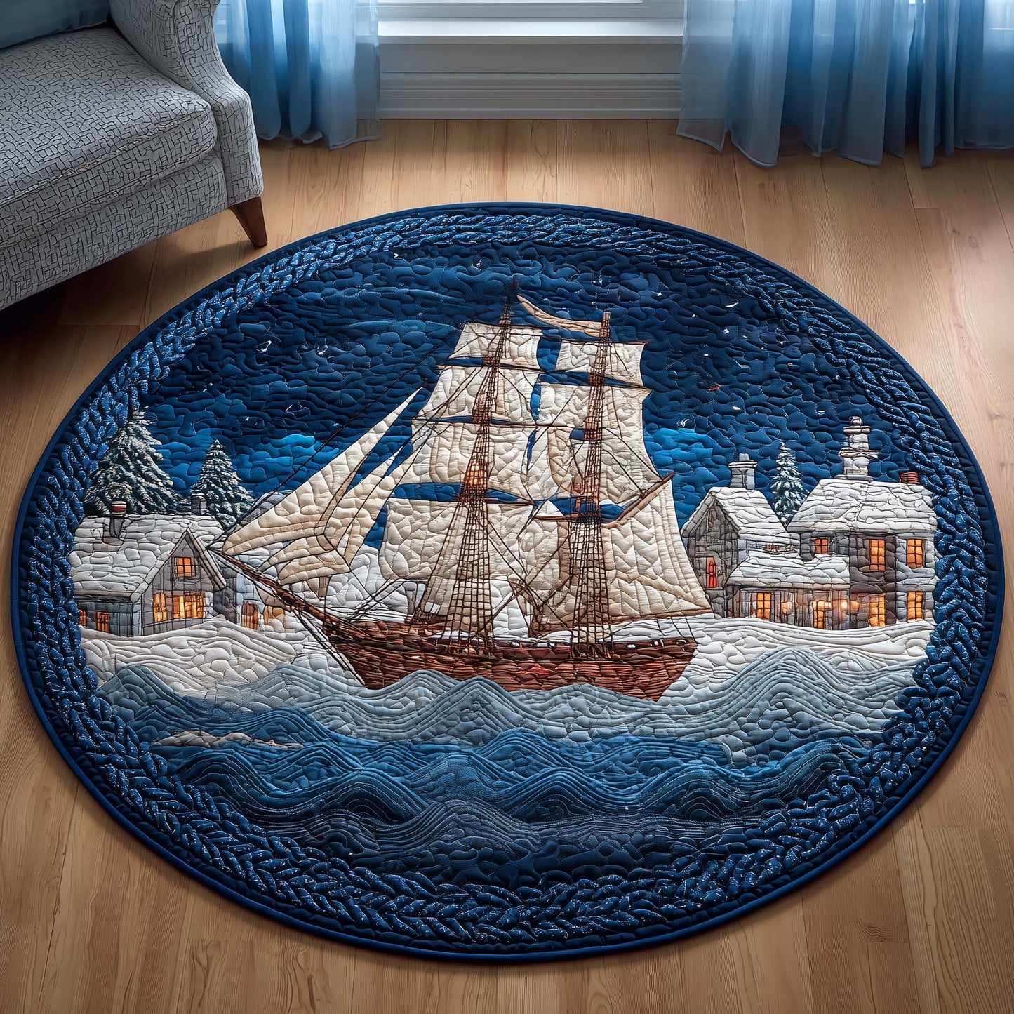 Harbor Sail Quilted Round Mat GFTOQM2090