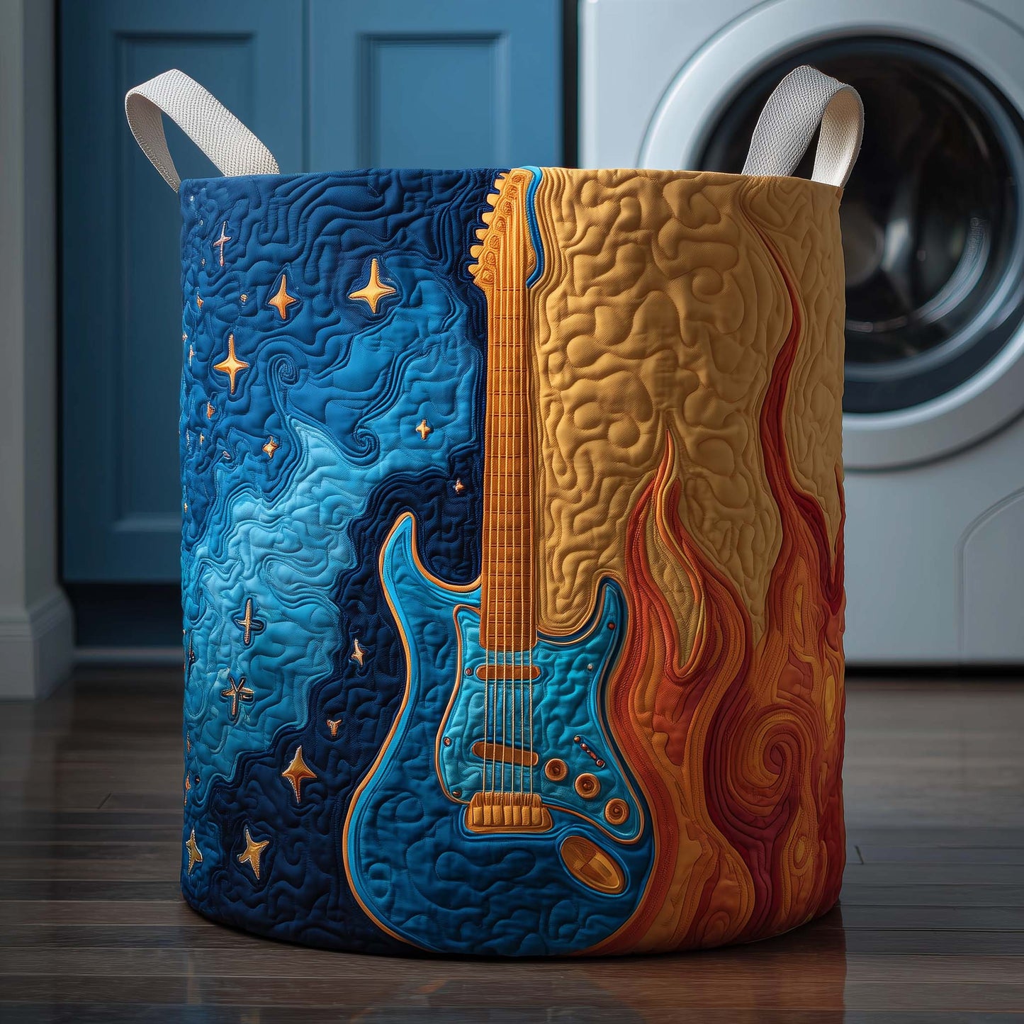 Cosmic Guitar Quilted Laundry Basket GFTOQM2094
