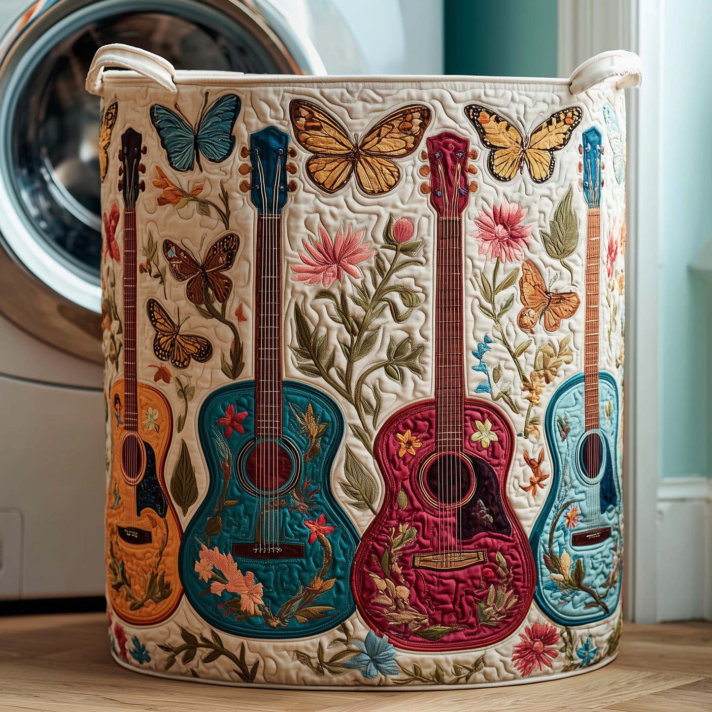 Butterfly Strings Quilted Laundry Basket GFTOQM2095