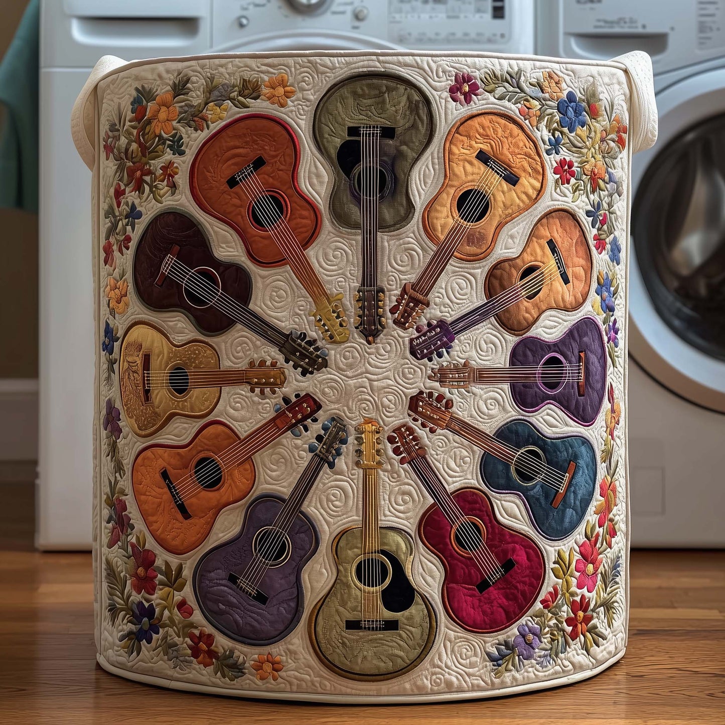 Guitar Circle Quilted Laundry Basket GFTOQM2098