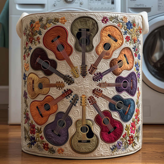 Guitar Circle Quilted Laundry Basket GFTOQM2098