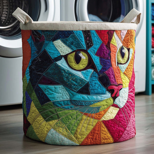 Neon Cat Quilted Laundry Basket GFTOQM2103