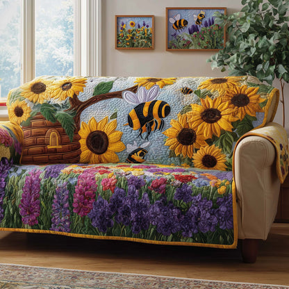 Sunflower Hive Quilted Sofa Cover GFTOQM2107