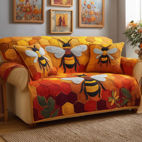 Golden Hive Quilted Sofa Cover GFTOQM2108