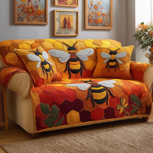 Golden Hive Quilted Sofa Cover GFTOQM2108