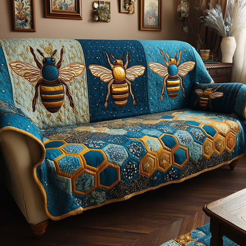 Blue Honey Quilted Sofa Cover GFTOQM2109