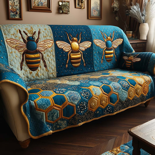 Blue Honey Quilted Sofa Cover GFTOQM2109