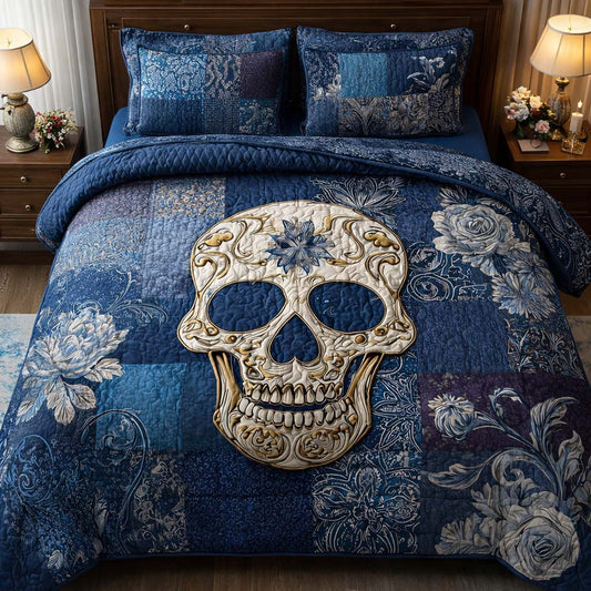 Royal Skull 3-Piece Quilted Bedding Set GFTOQM2126