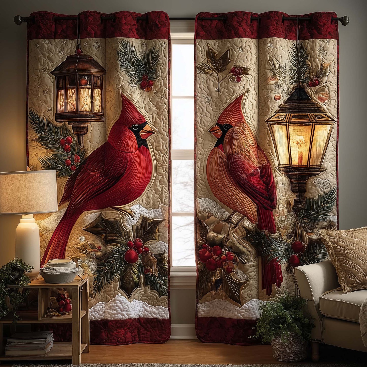 Cardinal Light Quilted Curtains GFTOQM2161