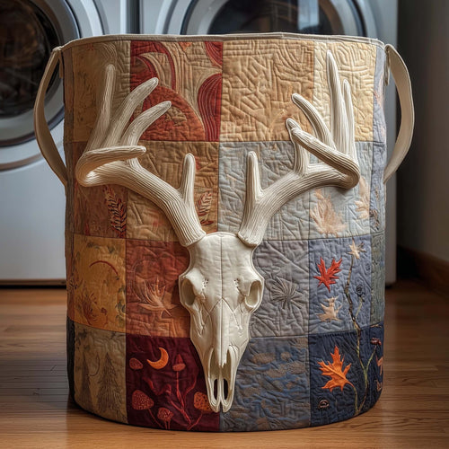 Patchwork Deer Quilted Laundry Basket GFTOQM2170