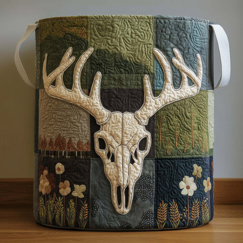 Patchwork Deer Quilted Laundry Basket GFTOQM2172