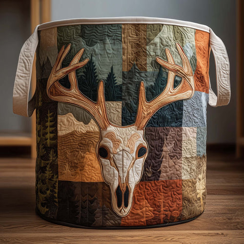 Patchwork Deer Quilted Laundry Basket GFTOQM2173