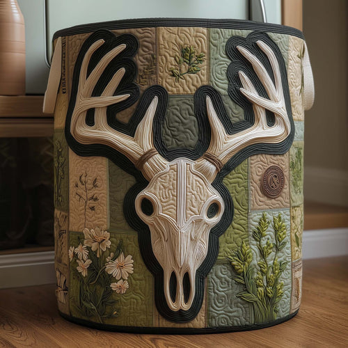 Patchwork Deer Quilted Laundry Basket GFTOQM2174