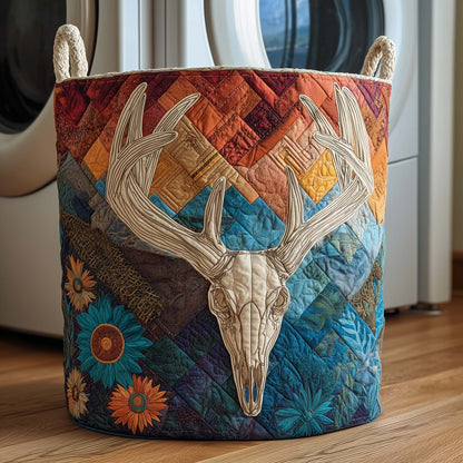 Patchwork Deer Quilted Laundry Basket GFTOQM2175