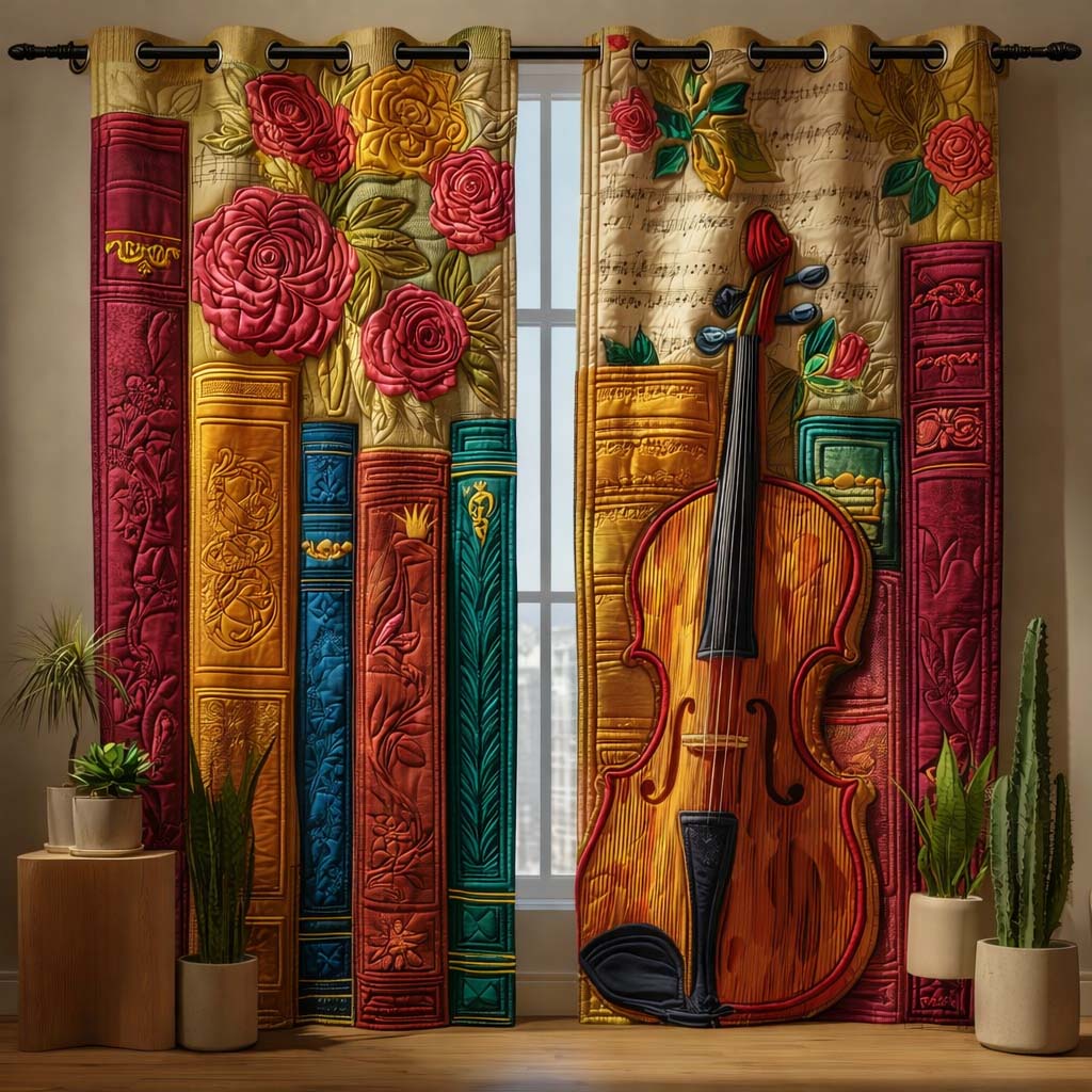 Violin Books Quilted Curtains GFTOQM2200