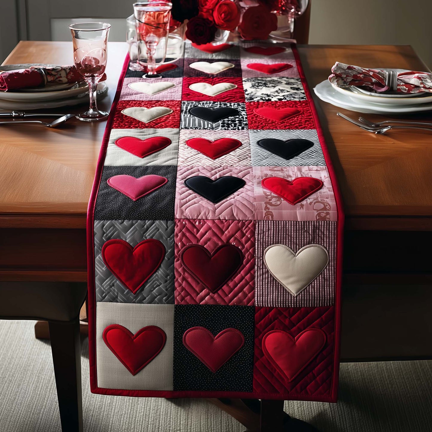 Patchwork Love Quilted Table Runner GFTOQM2215