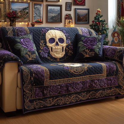 Violet Skull Quilted Sofa Cover GFTOQM2218