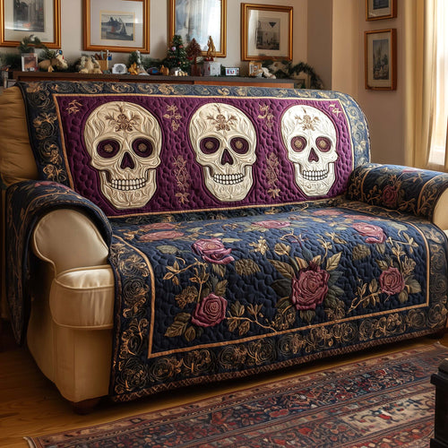 Floral Skull Quilted Sofa Cover GFTOQM2220