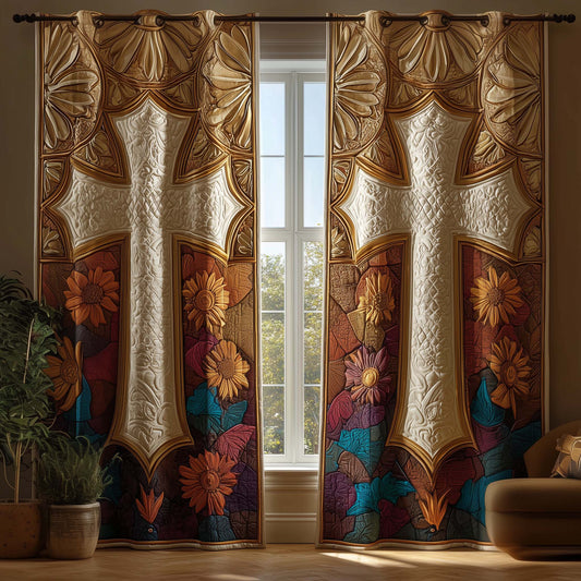 Golden Cross Quilted Curtains GFTOQM2253