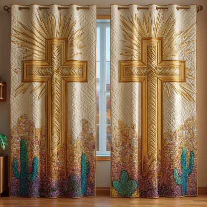 Radiant Cross Quilted Curtains GFTOQM2254