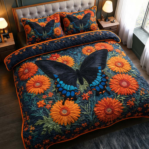 Midnight Sunflower 3-Piece Quilted Bedding Set GFTOQM2256