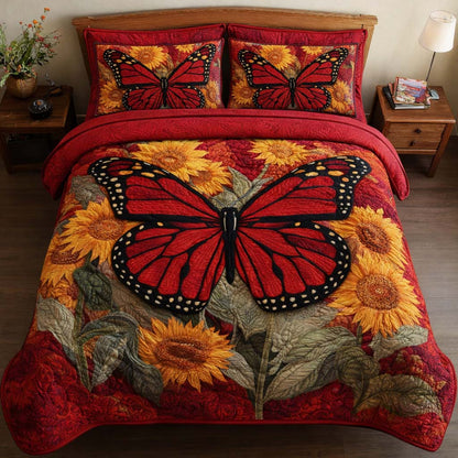 Scarlet Monarch 3-Piece Quilted Bedding Set GFTOQM2257