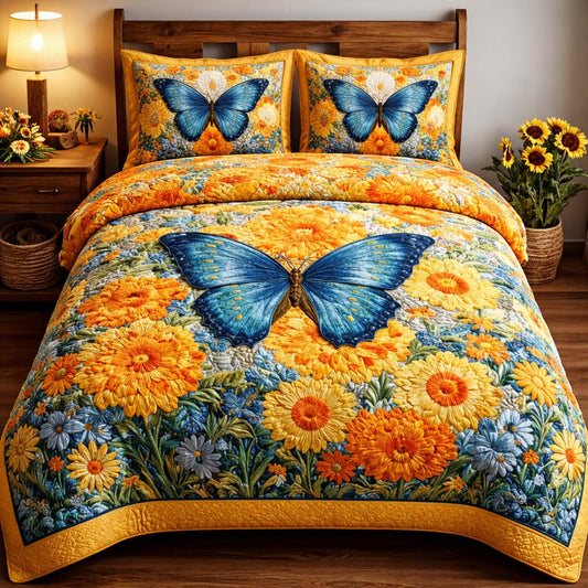Blue Marigold 3-Piece Quilted Bedding Set GFTOQM2259