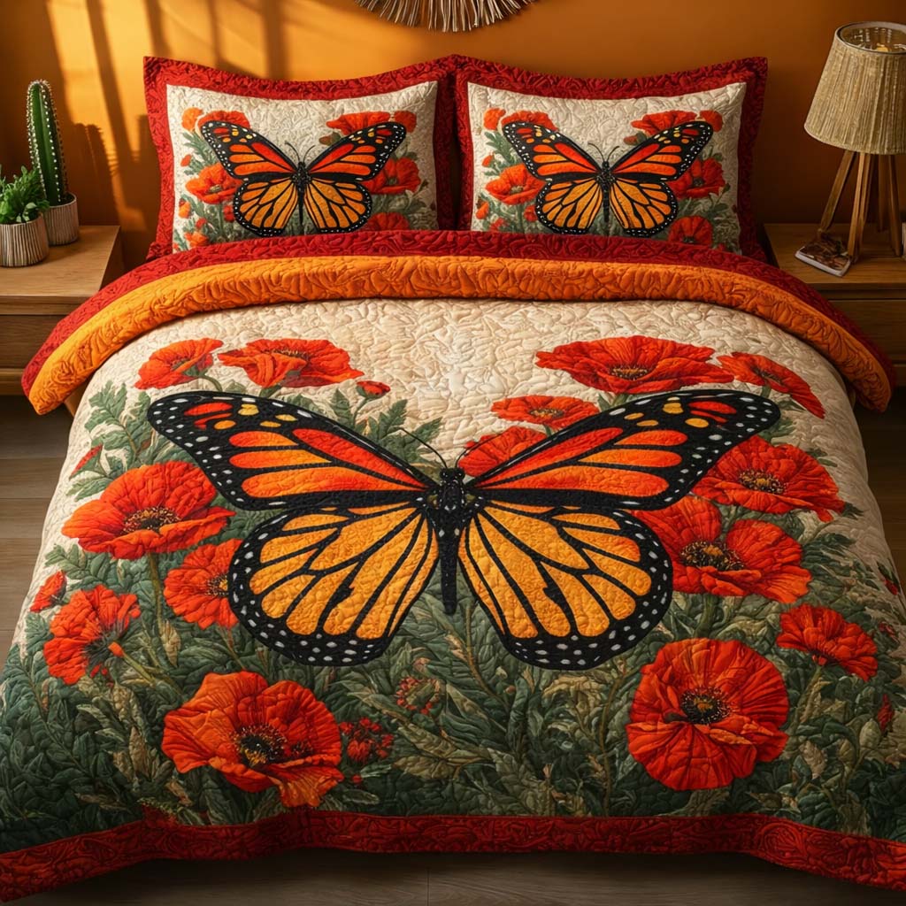 Autumn Monarch 3-Piece Quilted Bedding Set GFTOQM2260