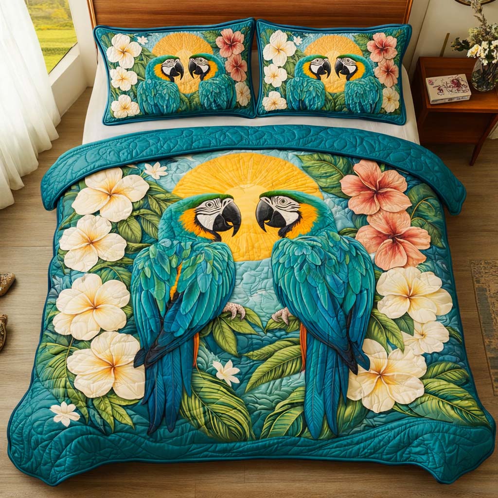 Sunlit Macaws 3-Piece Quilted Bedding Set GFTOQM2263