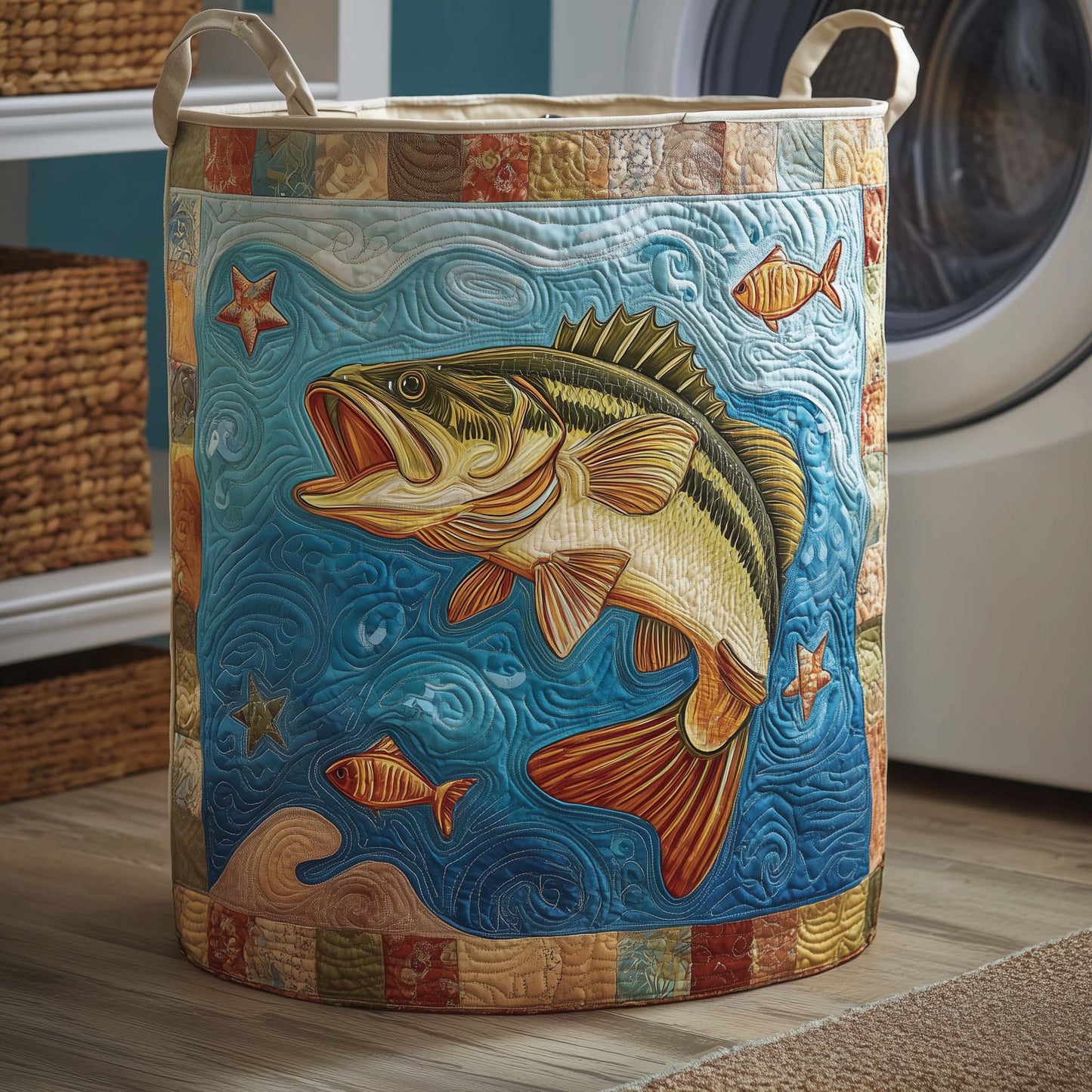 Bass Splash Quilted Laundry Basket GFTOQM2270