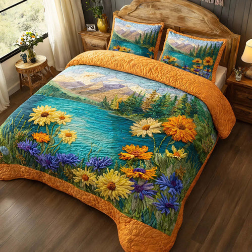 Golden Meadow 3-Piece Quilted Bedding Set GFTOQM2298