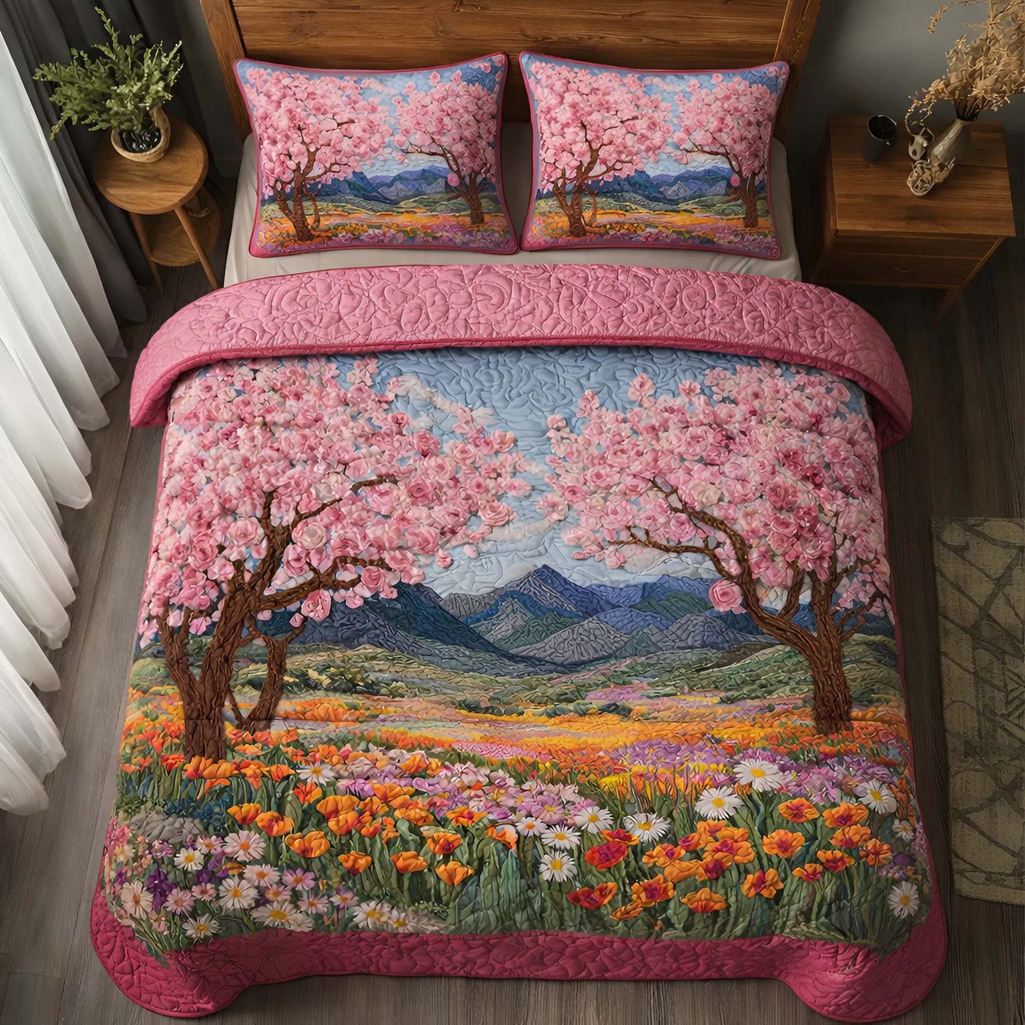 Blossom Valley 3-Piece Quilted Bedding Set GFTOQM2301