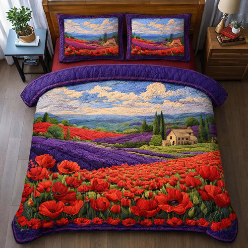 Lavender Fields 3-Piece Quilted Bedding Set GFTOQM2303