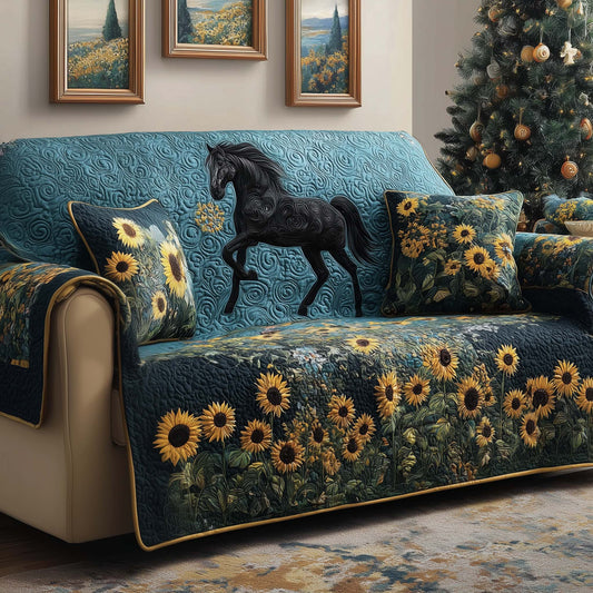 Sunflower Steed Quilted Sofa Cover GFTOQM2306