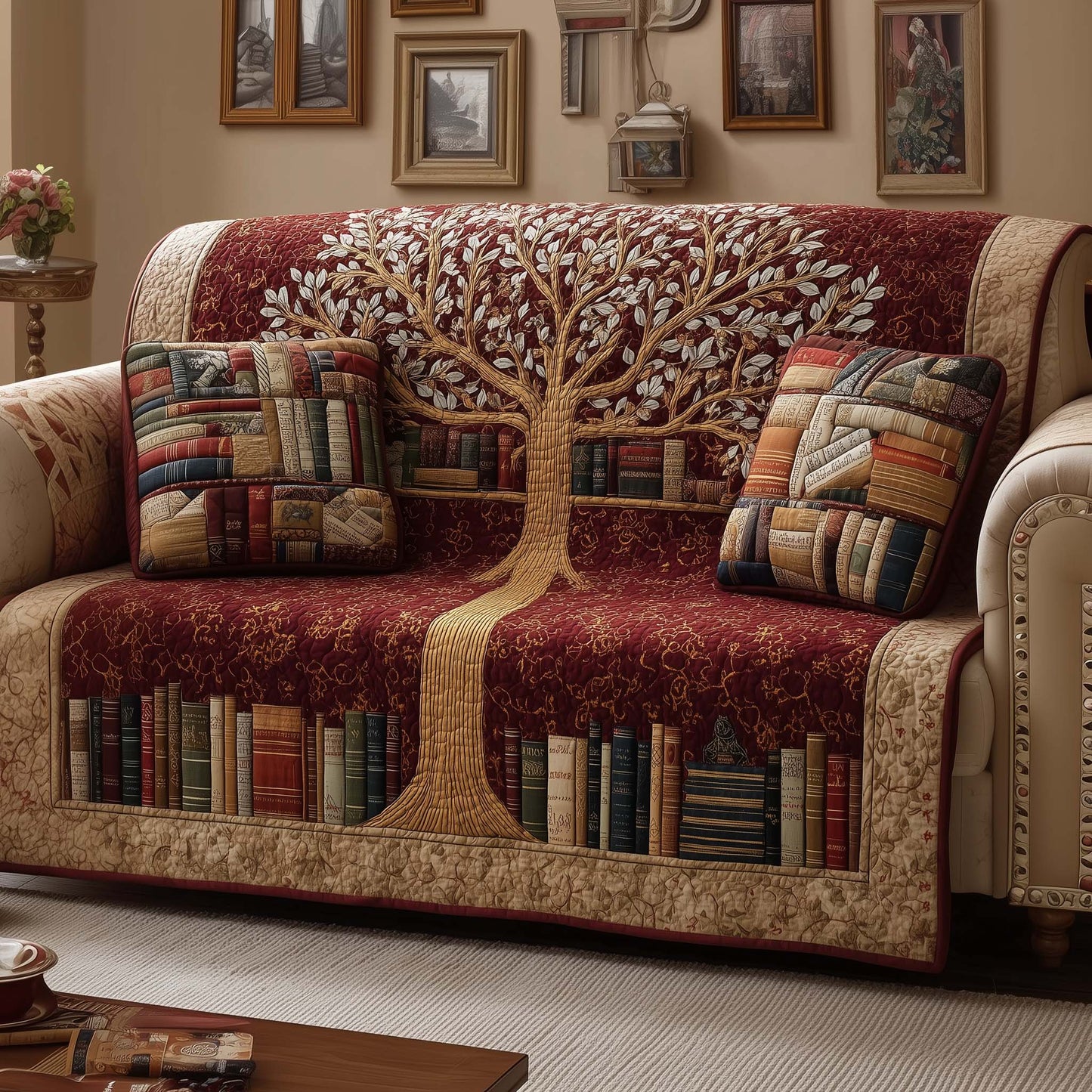 Heritage Tree Quilted Sofa Cover GFTOQM2312