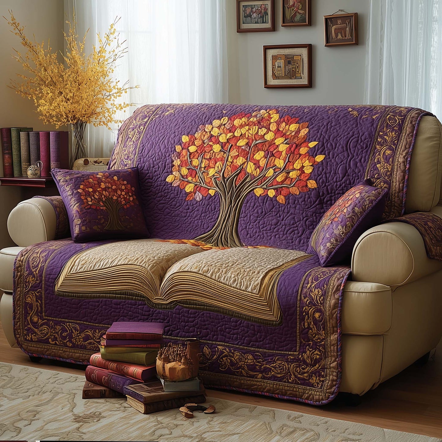 Story Roots Quilted Sofa Cover GFTOQM2313