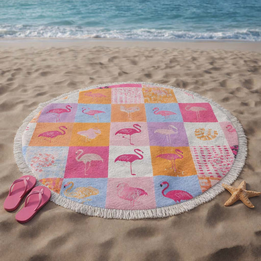 Citrus Flamingo Round Beach Towel GFTOQM2318