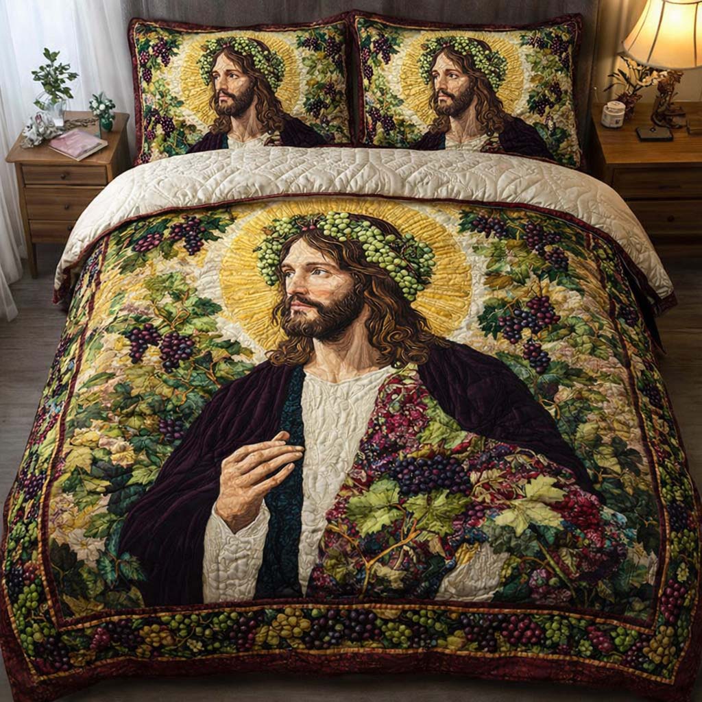 Vineyard Crown 3-Piece Quilted Bedding Set GFTOQM2353